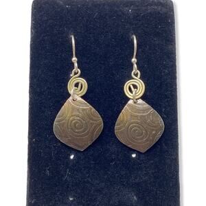 Silver Tone Dangle Pierced Ear Embossed 1/2‎ ”